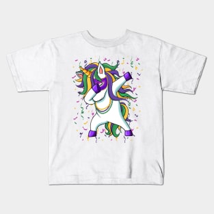 Funny Dabbing Unicorn  Mardi Gras Gift Kids T-Shirt